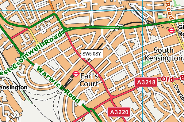 SW5 0SY map - OS VectorMap District (Ordnance Survey) SW5 0SY map - OS VectorMap District (Ordnance Survey)