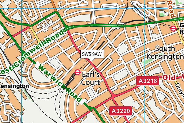 SW5 9AW map - OS VectorMap District (Ordnance Survey) SW5 9AW map - OS VectorMap District (Ordnance Survey)
