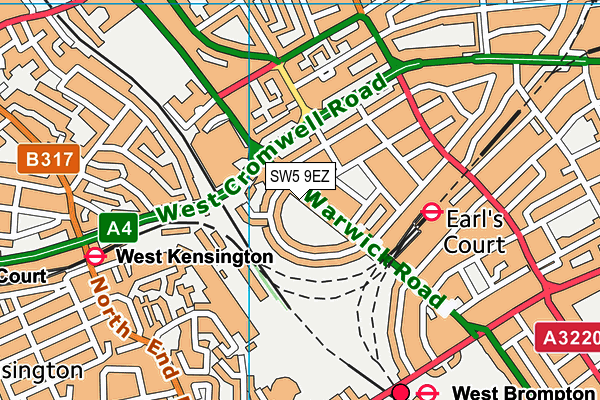 SW5 9EZ map - OS VectorMap District (Ordnance Survey) SW5 9EZ map - OS VectorMap District (Ordnance Survey)