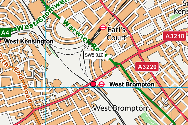 SW5 9JZ map - OS VectorMap District (Ordnance Survey) SW5 9JZ map - OS VectorMap District (Ordnance Survey)