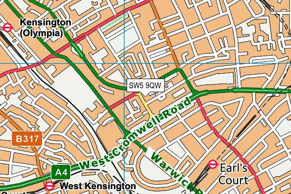 SW5 9QW map - OS VectorMap District (Ordnance Survey) SW5 9QW map - OS VectorMap District (Ordnance Survey)