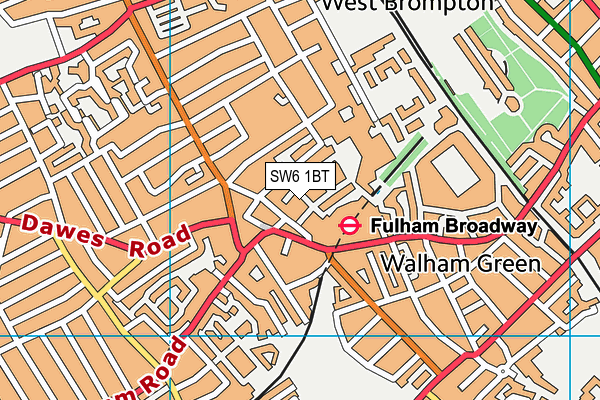 SW6 1BT map - OS VectorMap District (Ordnance Survey)