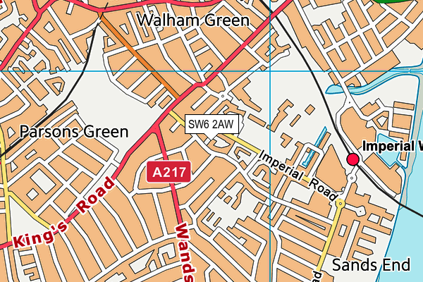 SW6 2AW map - OS VectorMap District (Ordnance Survey) SW6 2AW map - OS VectorMap District (Ordnance Survey)