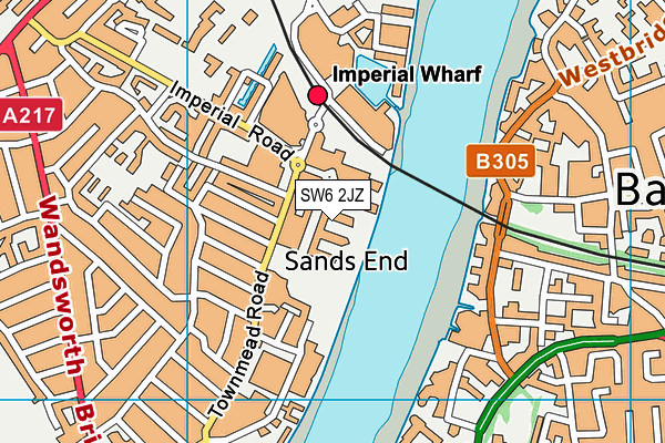 SW6 2JZ map - OS VectorMap District (Ordnance Survey)