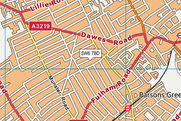 SW6 7BD map - OS VectorMap District (Ordnance Survey)