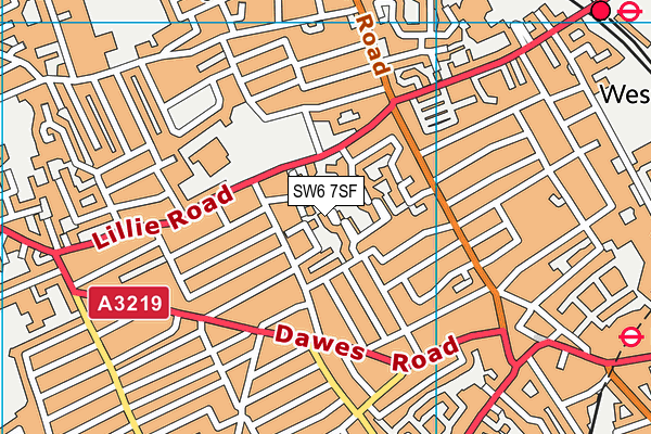 SW6 7SF map - OS VectorMap District (Ordnance Survey)