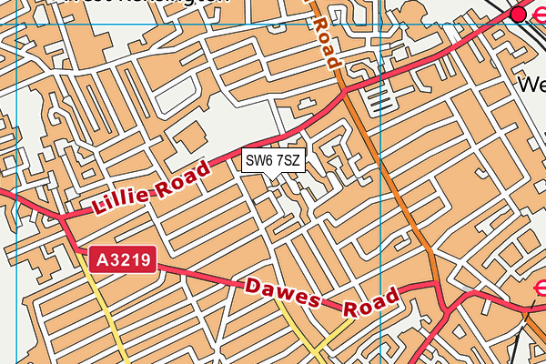 SW6 7SZ map - OS VectorMap District (Ordnance Survey)