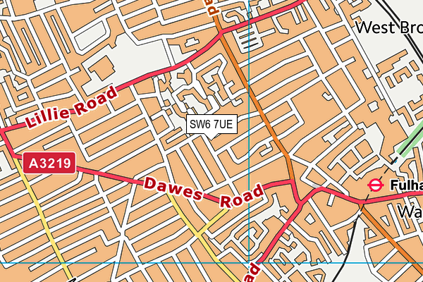SW6 7UE map - OS VectorMap District (Ordnance Survey)