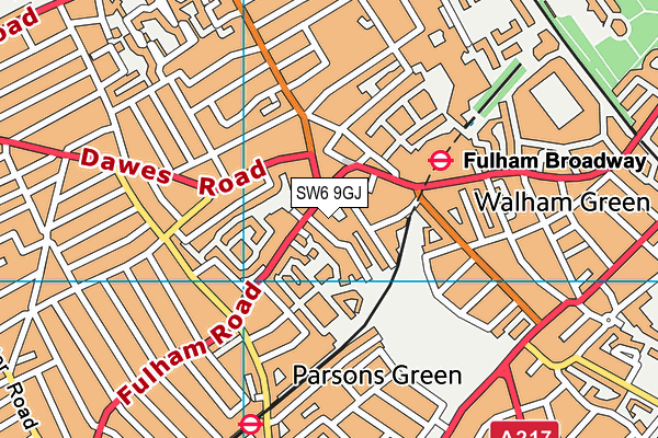 SW6 9GJ map - OS VectorMap District (Ordnance Survey) SW6 9GJ map - OS VectorMap District (Ordnance Survey)