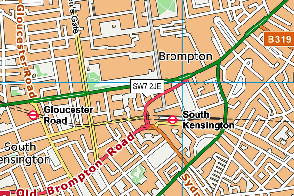 SW7 2JE map - OS VectorMap District (Ordnance Survey) SW7 2JE map - OS VectorMap District (Ordnance Survey)