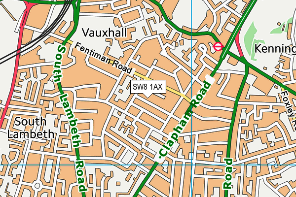 SW8 1AX map - OS VectorMap District (Ordnance Survey) SW8 1AX map - OS VectorMap District (Ordnance Survey)