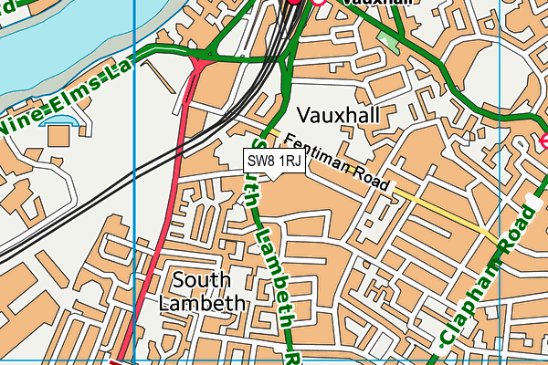 SW8 1RJ map - OS VectorMap District (Ordnance Survey) SW8 1RJ map - OS VectorMap District (Ordnance Survey)