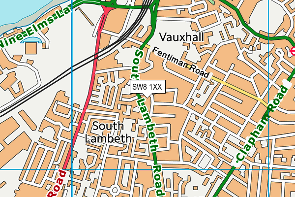 SW8 1XX map - OS VectorMap District (Ordnance Survey) SW8 1XX map - OS VectorMap District (Ordnance Survey)