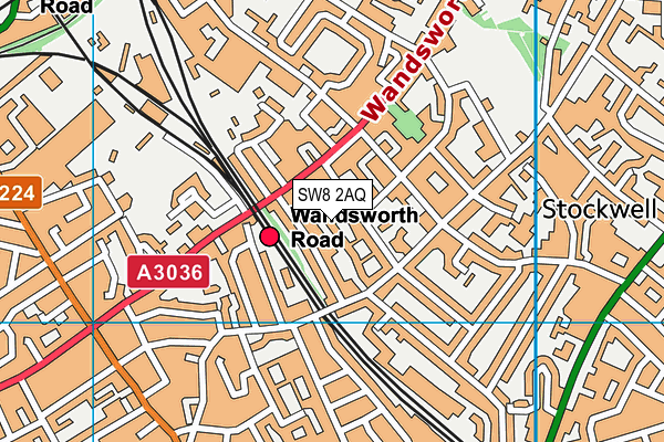 SW8 2AQ map - OS VectorMap District (Ordnance Survey) SW8 2AQ map - OS VectorMap District (Ordnance Survey)