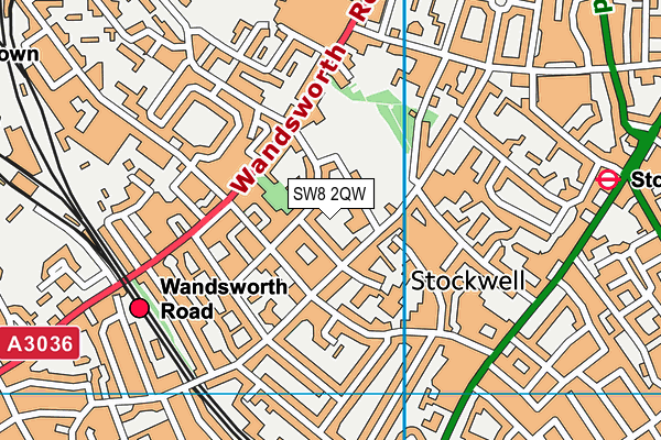SW8 2QW map - OS VectorMap District (Ordnance Survey) SW8 2QW map - OS VectorMap District (Ordnance Survey)
