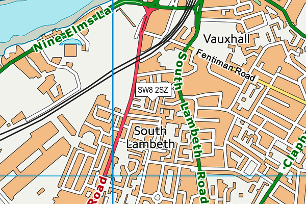 SW8 2SZ map - OS VectorMap District (Ordnance Survey) SW8 2SZ map - OS VectorMap District (Ordnance Survey)