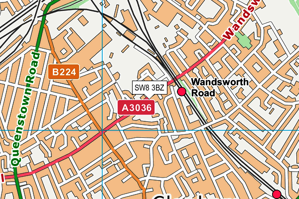 SW8 3BZ map - OS VectorMap District (Ordnance Survey) SW8 3BZ map - OS VectorMap District (Ordnance Survey)