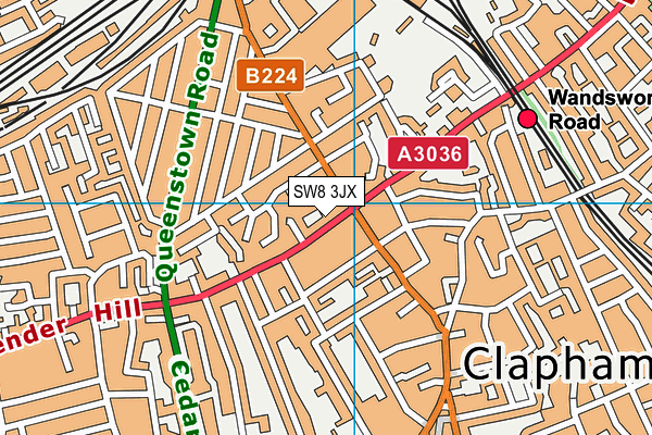 SW8 3JX map - OS VectorMap District (Ordnance Survey) SW8 3JX map - OS VectorMap District (Ordnance Survey)