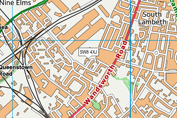 SW8 4XJ map - OS VectorMap District (Ordnance Survey) SW8 4XJ map - OS VectorMap District (Ordnance Survey)