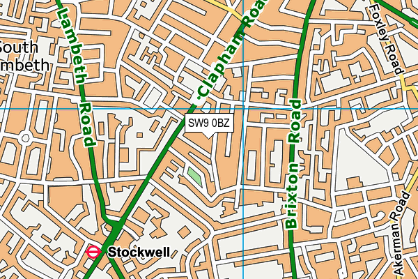 SW9 0BZ map - OS VectorMap District (Ordnance Survey) SW9 0BZ map - OS VectorMap District (Ordnance Survey)