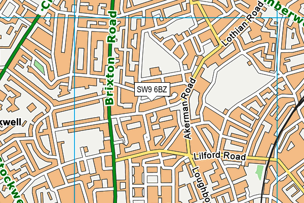 SW9 6BZ map - OS VectorMap District (Ordnance Survey) SW9 6BZ map - OS VectorMap District (Ordnance Survey)