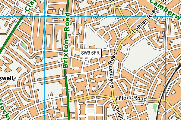 SW9 6FR map - OS VectorMap District (Ordnance Survey) SW9 6FR map - OS VectorMap District (Ordnance Survey)