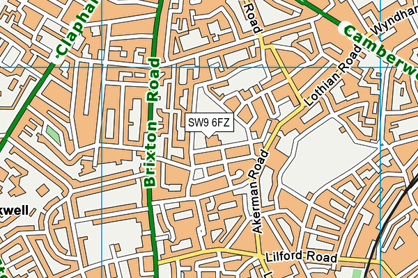 SW9 6FZ map - OS VectorMap District (Ordnance Survey) SW9 6FZ map - OS VectorMap District (Ordnance Survey)