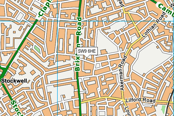 SW9 6HE map - OS VectorMap District (Ordnance Survey) SW9 6HE map - OS VectorMap District (Ordnance Survey)