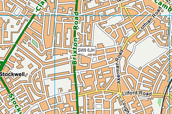 SW9 6JH map - OS VectorMap District (Ordnance Survey) SW9 6JH map - OS VectorMap District (Ordnance Survey)