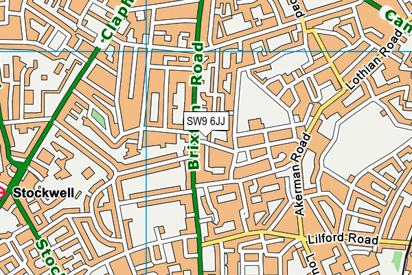 SW9 6JJ map - OS VectorMap District (Ordnance Survey) SW9 6JJ map - OS VectorMap District (Ordnance Survey)