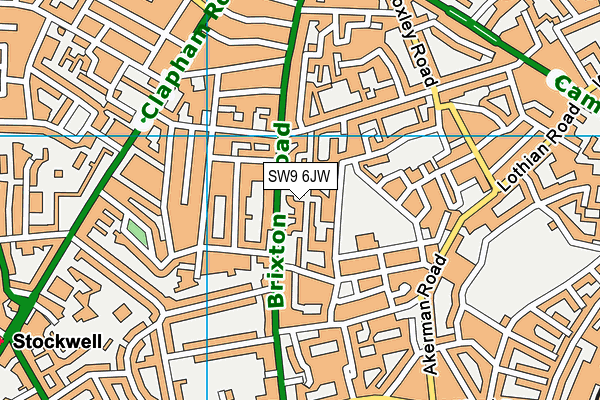 SW9 6JW map - OS VectorMap District (Ordnance Survey) SW9 6JW map - OS VectorMap District (Ordnance Survey)