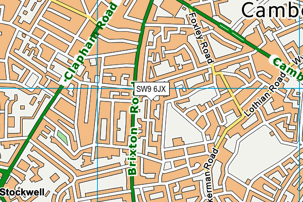 SW9 6JX map - OS VectorMap District (Ordnance Survey) SW9 6JX map - OS VectorMap District (Ordnance Survey)