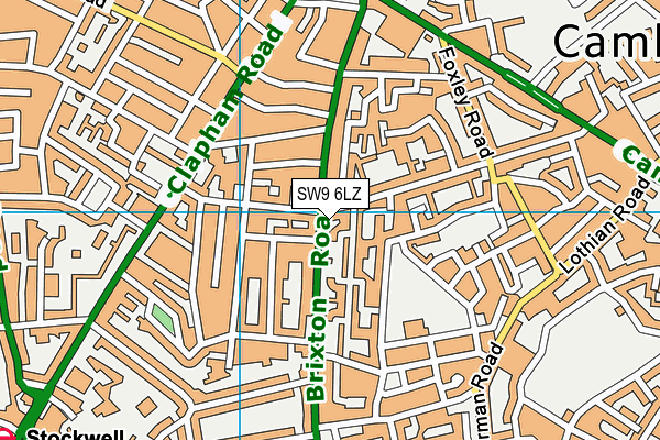 SW9 6LZ map - OS VectorMap District (Ordnance Survey) SW9 6LZ map - OS VectorMap District (Ordnance Survey)