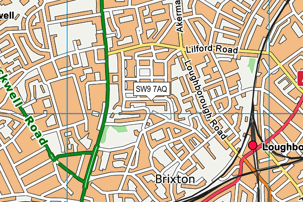 SW9 7AQ map - OS VectorMap District (Ordnance Survey) SW9 7AQ map - OS VectorMap District (Ordnance Survey)