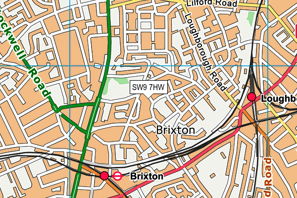 SW9 7HW map - OS VectorMap District (Ordnance Survey) SW9 7HW map - OS VectorMap District (Ordnance Survey)