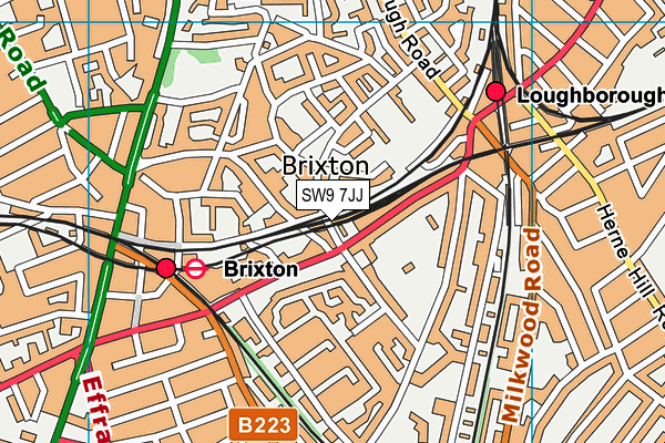 SW9 7JJ map - OS VectorMap District (Ordnance Survey) SW9 7JJ map - OS VectorMap District (Ordnance Survey)