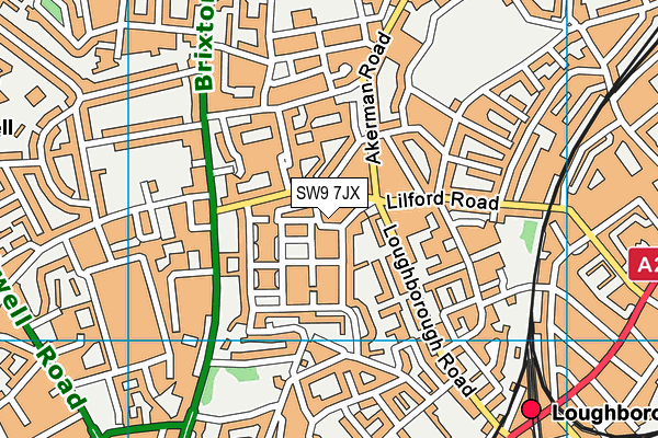SW9 7JX map - OS VectorMap District (Ordnance Survey) SW9 7JX map - OS VectorMap District (Ordnance Survey)