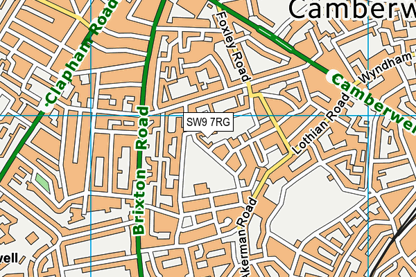 SW9 7RG map - OS VectorMap District (Ordnance Survey) SW9 7RG map - OS VectorMap District (Ordnance Survey)