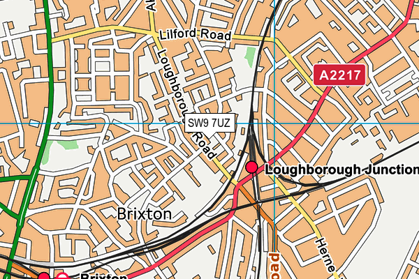 SW9 7UZ map - OS VectorMap District (Ordnance Survey) SW9 7UZ map - OS VectorMap District (Ordnance Survey)