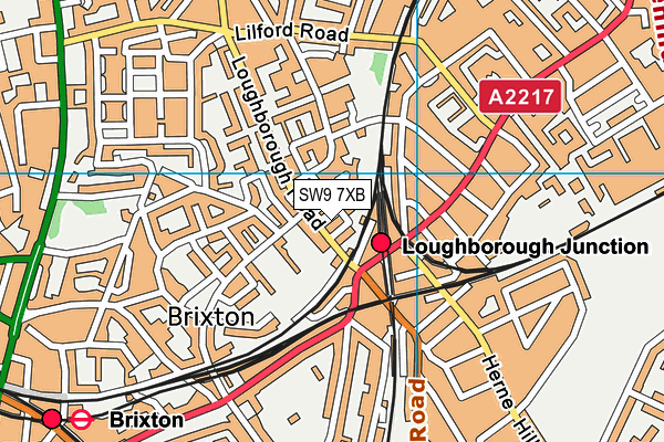 SW9 7XB map - OS VectorMap District (Ordnance Survey) SW9 7XB map - OS VectorMap District (Ordnance Survey)