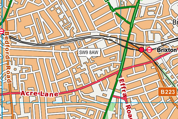 SW9 8AW map - OS VectorMap District (Ordnance Survey) SW9 8AW map - OS VectorMap District (Ordnance Survey)