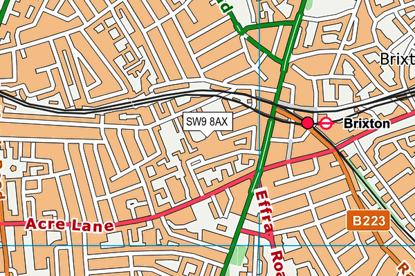SW9 8AX map - OS VectorMap District (Ordnance Survey) SW9 8AX map - OS VectorMap District (Ordnance Survey)