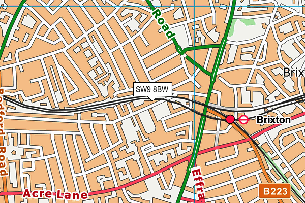 SW9 8BW map - OS VectorMap District (Ordnance Survey) SW9 8BW map - OS VectorMap District (Ordnance Survey)