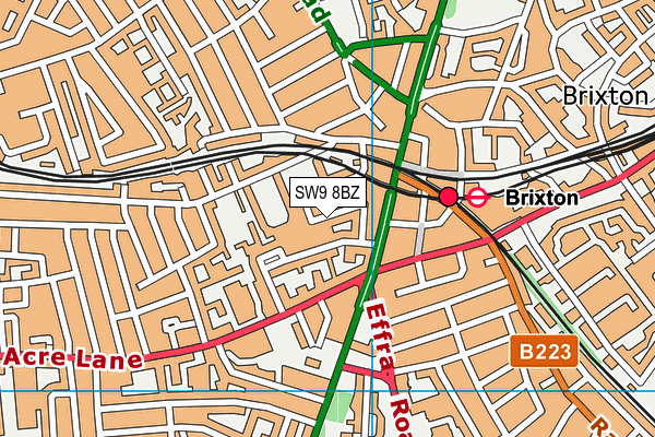 SW9 8BZ map - OS VectorMap District (Ordnance Survey) SW9 8BZ map - OS VectorMap District (Ordnance Survey)