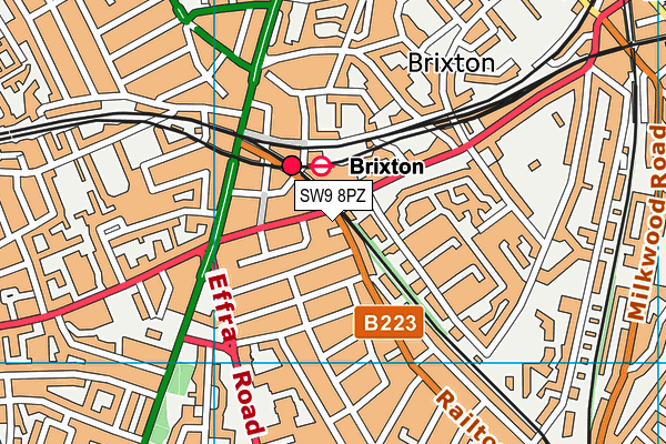 SW9 8PZ map - OS VectorMap District (Ordnance Survey) SW9 8PZ map - OS VectorMap District (Ordnance Survey)