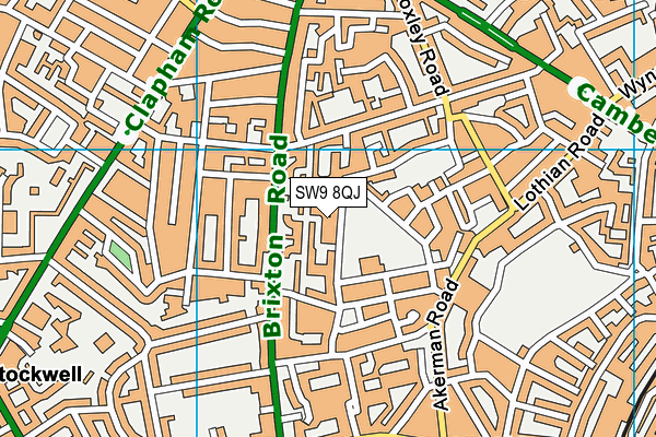 SW9 8QJ map - OS VectorMap District (Ordnance Survey) SW9 8QJ map - OS VectorMap District (Ordnance Survey)