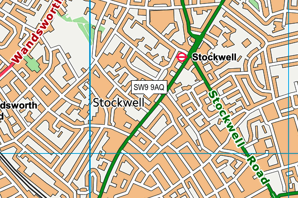 SW9 9AQ map - OS VectorMap District (Ordnance Survey) SW9 9AQ map - OS VectorMap District (Ordnance Survey)