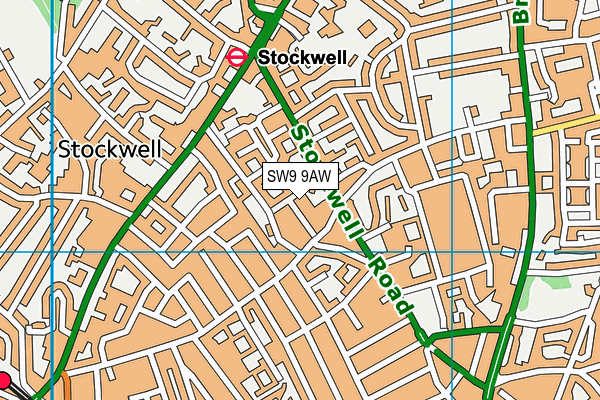 SW9 9AW map - OS VectorMap District (Ordnance Survey) SW9 9AW map - OS VectorMap District (Ordnance Survey)