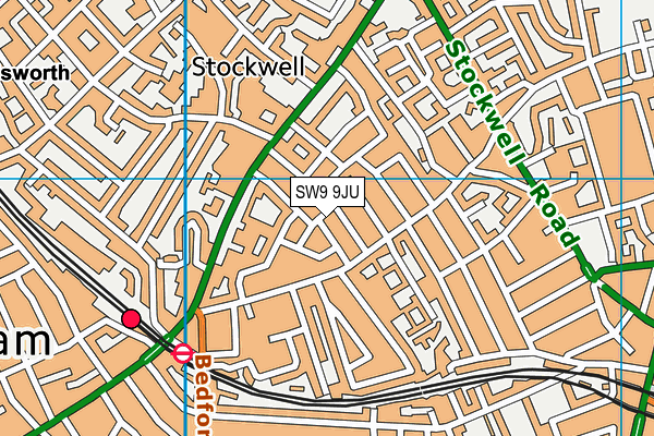 SW9 9JU map - OS VectorMap District (Ordnance Survey) SW9 9JU map - OS VectorMap District (Ordnance Survey)