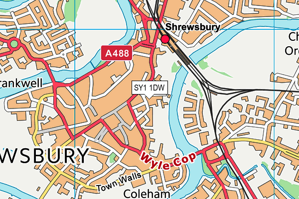 SY1 1DW map - OS VectorMap District (Ordnance Survey) SY1 1DW map - OS VectorMap District (Ordnance Survey)